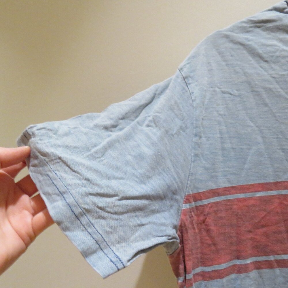 FAHERTY Surf Stripe Tee Cotton T-Shirt Sunwashed Light Blue Medium Casual Travel - Picture 6 of 14